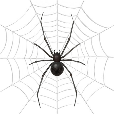 Spider on a web isolated on white background. 3d illustration.の素材