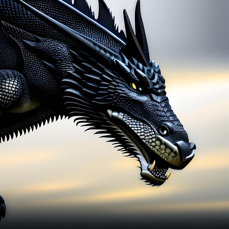 dragon in the sky. 3d render of dragon in the skyの素材