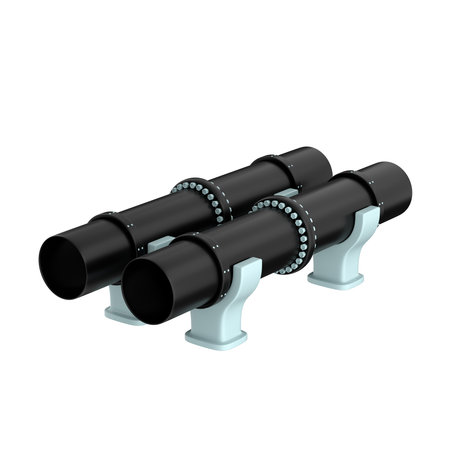 Two black stylized pipes over white background, 3d render