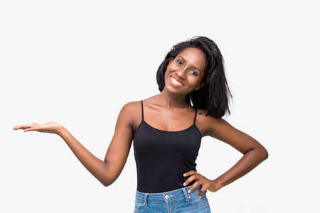 Woman Showing Productの写真素材