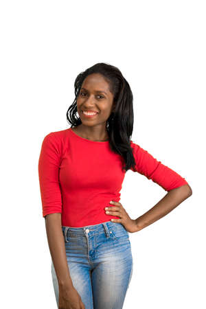 Woman with one hand on hipの写真素材