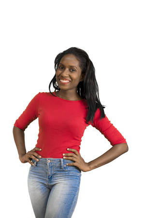 Woman with hands on hipの写真素材