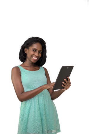 Woman using digital tabletの写真素材