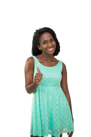 Woman showing one thumb upの写真素材