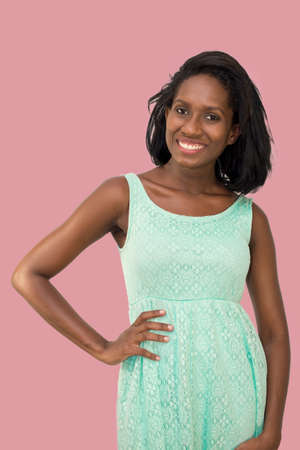 Beautiful woman with hand on hipの写真素材