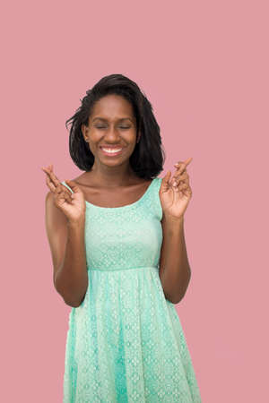 Woman making a wishの写真素材