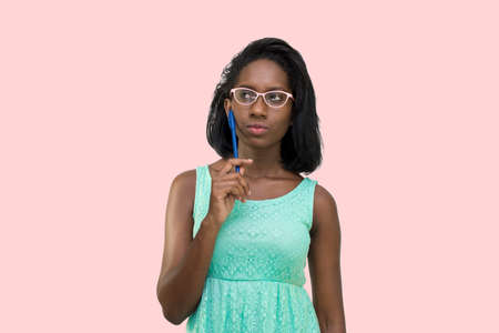 Woman thinking deeplyの写真素材