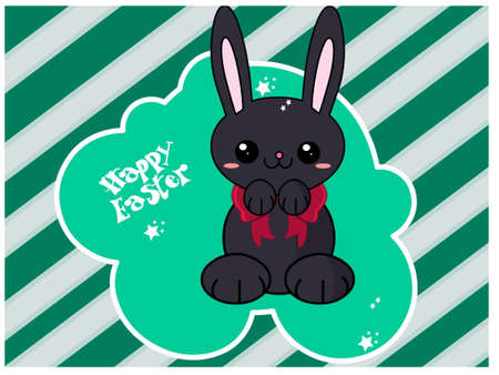 easter postcard  cute bunny wishing happy holidaysのイラスト素材