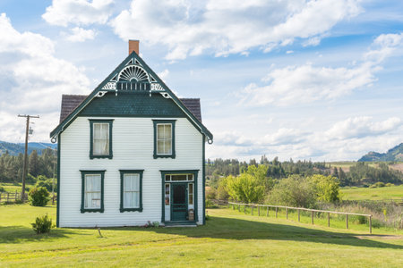 Vernon, British Columbia/Canada - June 2, 2018: Shubert House and surrounding fields at O'Keefe Ranch, an important historic site in the Okanagan Valleyのeditorial素材
