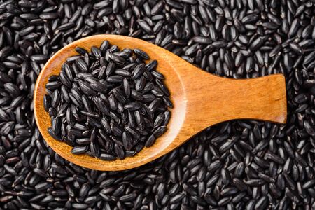 food background of black riceの写真素材
