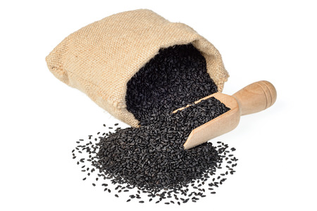 black sesame in a sackの写真素材