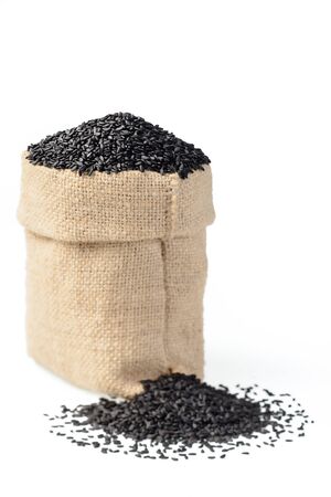 black sesame in the sack, (large depth of field, taken with tilt shift lens)の写真素材