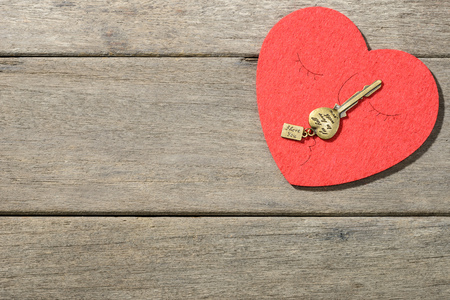 red heart and keyの写真素材
