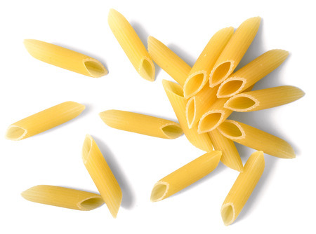 tubular pasta on whiteの写真素材