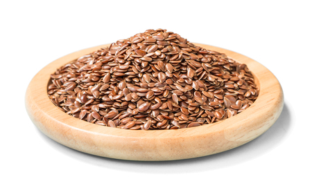 flax seeds on white, (large depth of field, taken with tilt shift lens)の写真素材