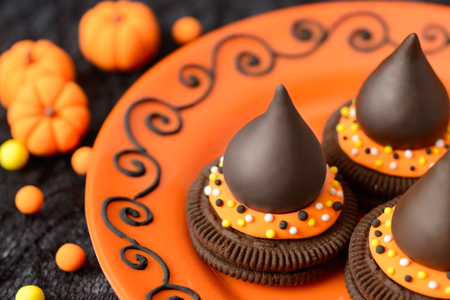 Halloween cookies on the dark backgroundの写真素材