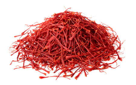 saffron thread isolated on white backgroundの写真素材
