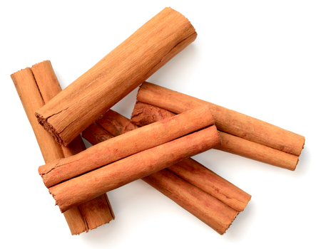 cinnamon sticks isolated on the white background, top viewの写真素材