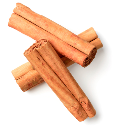 cinnamon sticks isolated on the white background, top viewの写真素材