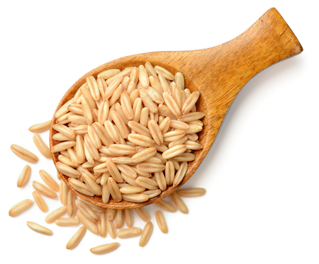 raw oats isolated on the white background, top viewの写真素材
