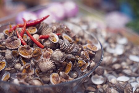 Poached scallop cockles, Delicious seafood cockles of Thailand