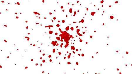 splashes of red ink or blood 3d renderの写真素材