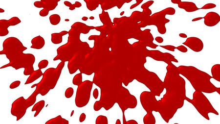 splashes of red ink or blood 3d renderの写真素材