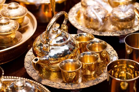Handmade thailand Traditional brass ware for use and decorationの写真素材