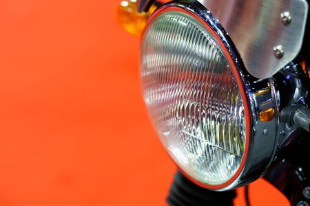 motorcycle headlight Close up. Detail of a motorcycle headlightの写真素材