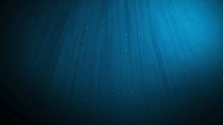 Under Water deep clear blue ocean, beautiful lighting reflections curtain and bubble animation 3D...