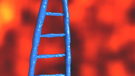 Blue DNA molecules Abstract technology science concept of biochemistry animation 3D renderingの写真素材