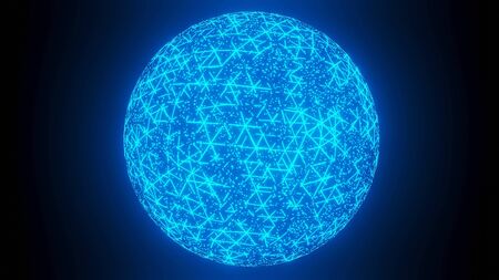 Hologram Global communication network Rotating animation 3D rendering