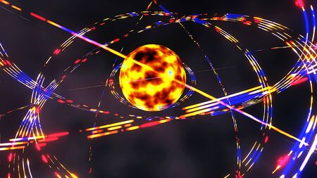 Nebula and galaxies in Space Planet Rings animation 3D rendering