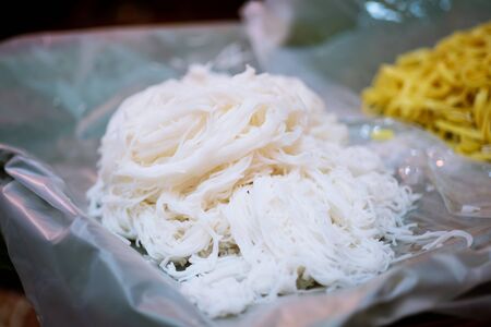 Thai Rice noodles, Kanom Jeen, at Thai street food market