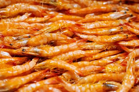 Crispy Fried Sweet Shrimp, thai street food marketの写真素材