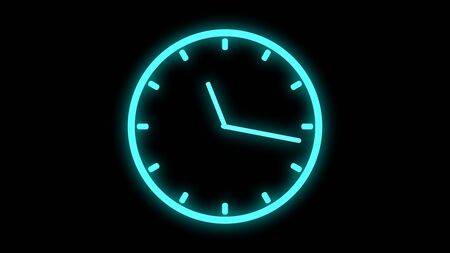 Fast moving clock Neon bright glowing spinning animation 3D renderingの写真素材