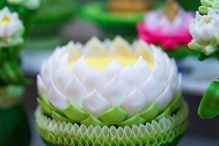 Jasmine garland Buddha, Thai style molding artの写真素材