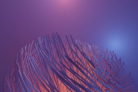Abstract lines Cables Futuristic Network communication technology, 3d rendering