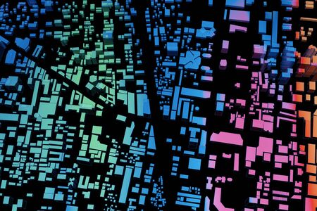 Hologram Building Wireframe city Futuristic Digital cityscape 3d renderingの写真素材