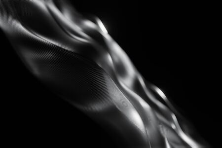Abstract Futuristic Digital wave of particle Technology dark blurred background animation 3d renderingの写真素材