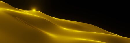 Gold liquid wave luxury premium pattern flying into digital technologic panorama animation 3D renderingの写真素材