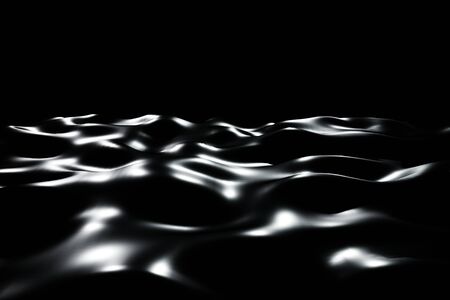 Black liquid wave luxury premium pattern flying into digital technologic animation 3D renderingの写真素材