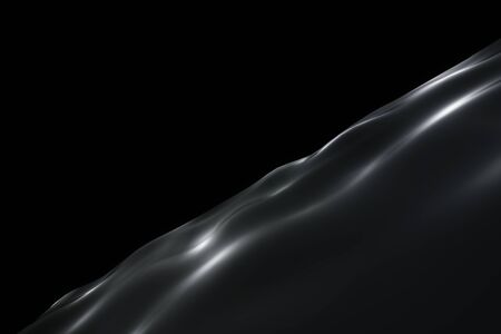 Black liquid wave luxury premium pattern flying into digital technologic animation 3D renderingの写真素材