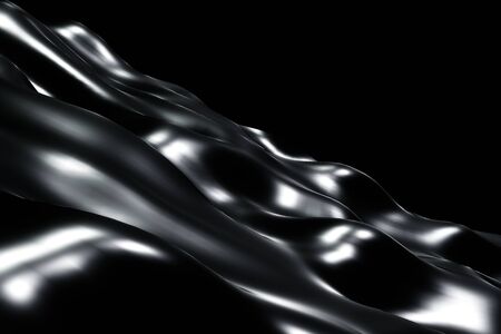 Black liquid wave luxury premium pattern flying into digital technologic animation 3D renderingの写真素材