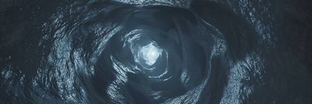 Sci-fi Dark Caves Underground tunnel atmosphere and dust Scary panorama animation 3d renderingの写真素材