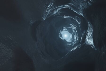 Sci-fi Dark Caves Underground tunnel atmosphere and dust Scary animation 3d renderingの写真素材