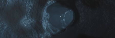 Sci-fi Dark Caves Underground tunnel atmosphere and dust Scary panorama animation 3d renderingの写真素材
