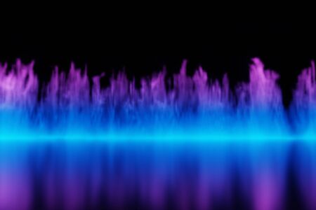 Blue futuristic Fire burning flames on black background 3d rendering

の写真素材