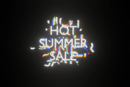 Neon sign Hot summer sale Glitching Effects 3D renderingの写真素材