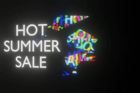 Neon sign Hot summer sale Glitching Effects 3D rendering

の写真素材